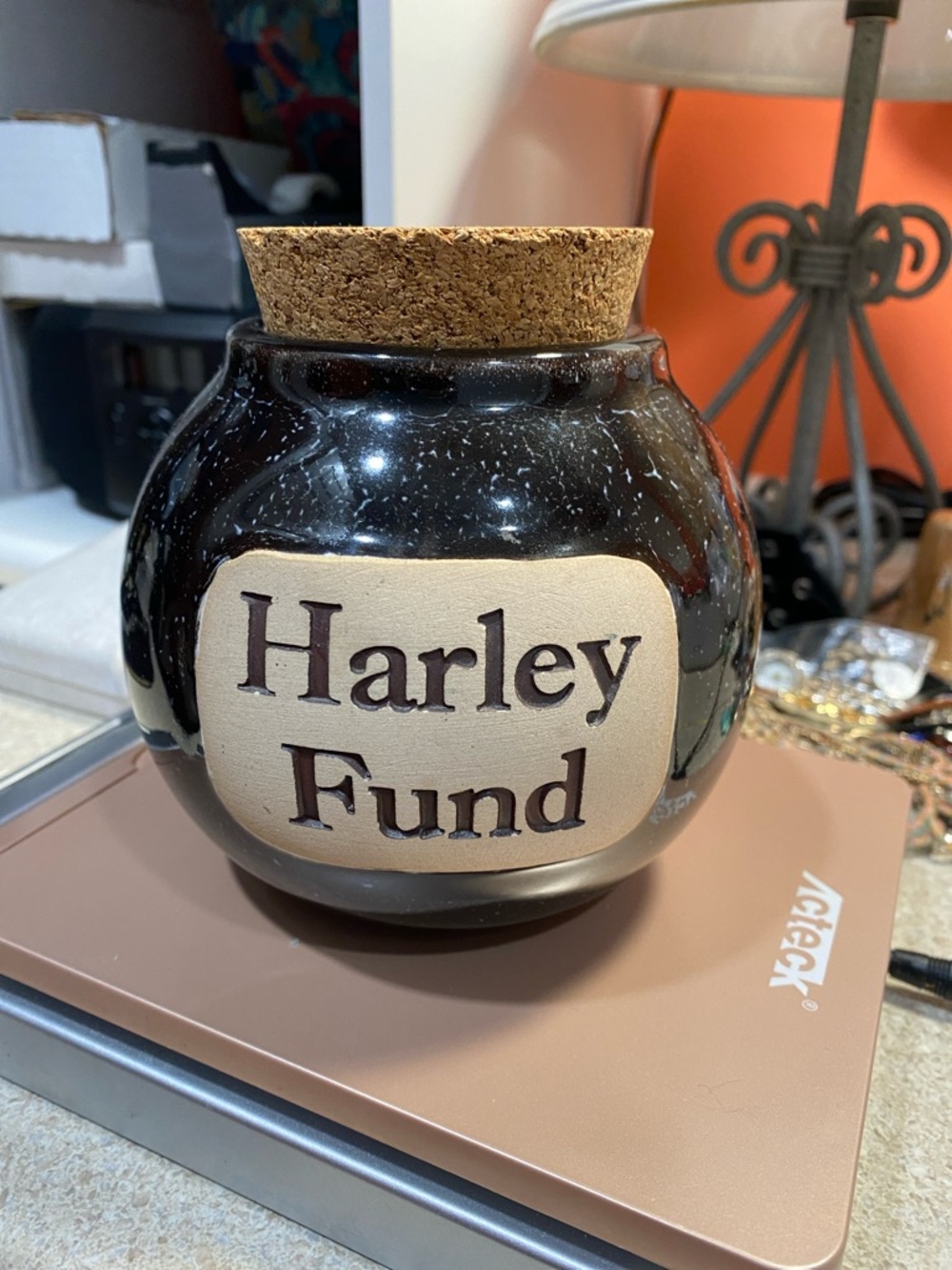 Harley Fund Decorative Cork-Top Money Jar - Black